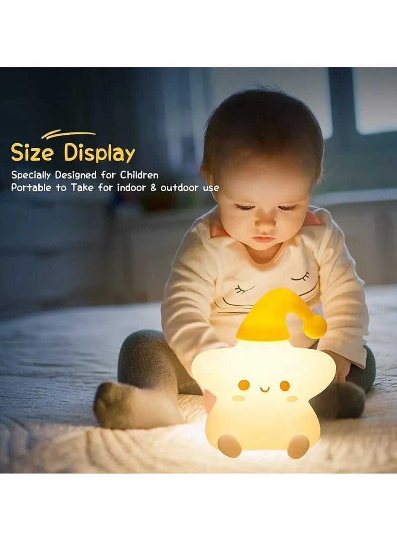 Night Light for Kids, Little Star Silicone Night Light, Bedside Lamps with Quick USB Charging Port, 7 Colors Change Star Cute Nursery Lamp for Children, Star Birthday Gift