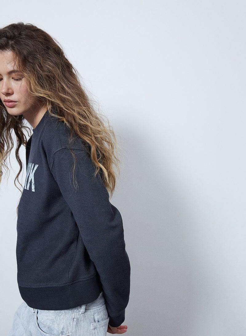 Oversized Motif-Front Sweatshirt