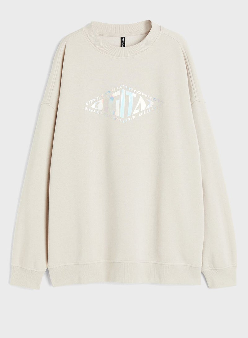 Crew Neck Graphic Sweatshirt