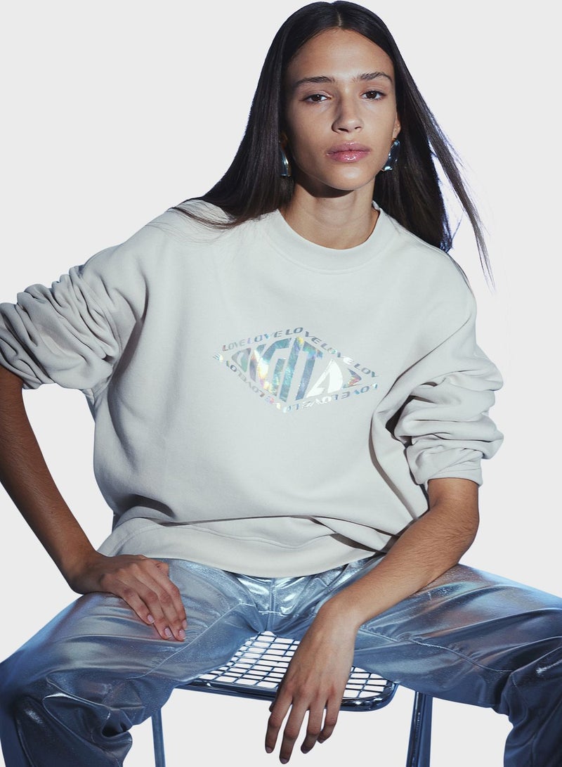 Crew Neck Graphic Sweatshirt