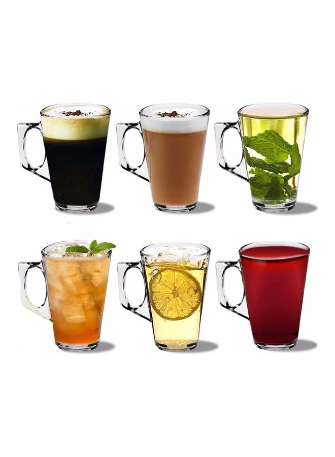Set Of 6 Glass Cafe Latte Cappuccino Mug Clear