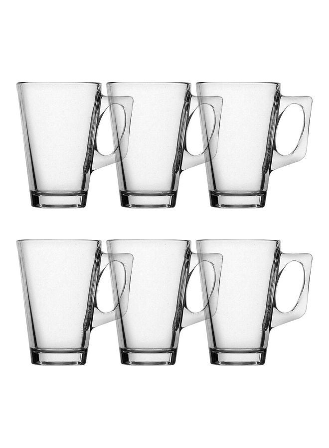 Set Of 6 Glass Cafe Latte Cappuccino Mug Clear