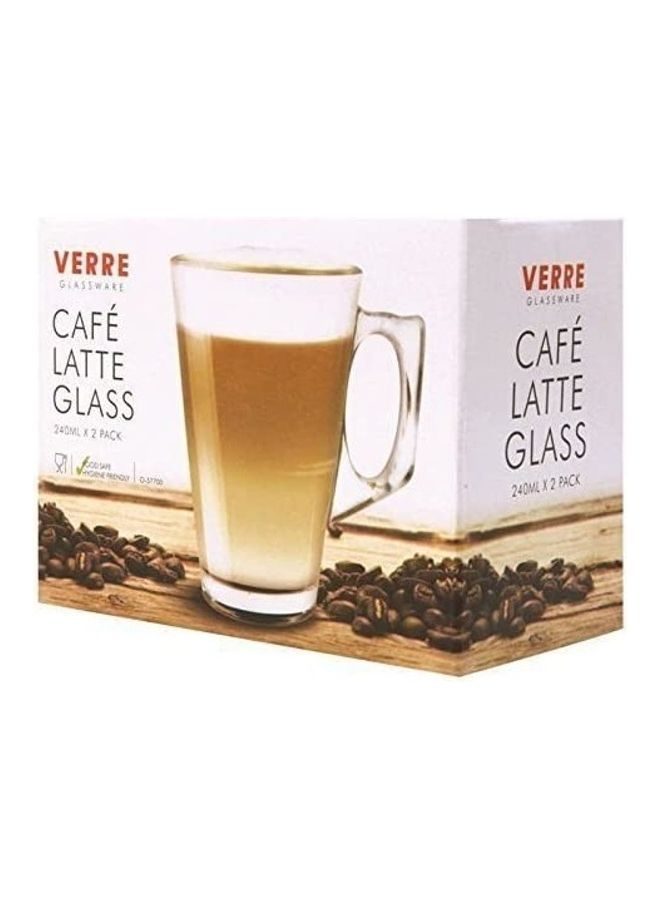 Set Of 6 Glass Cafe Latte Cappuccino Mug Clear