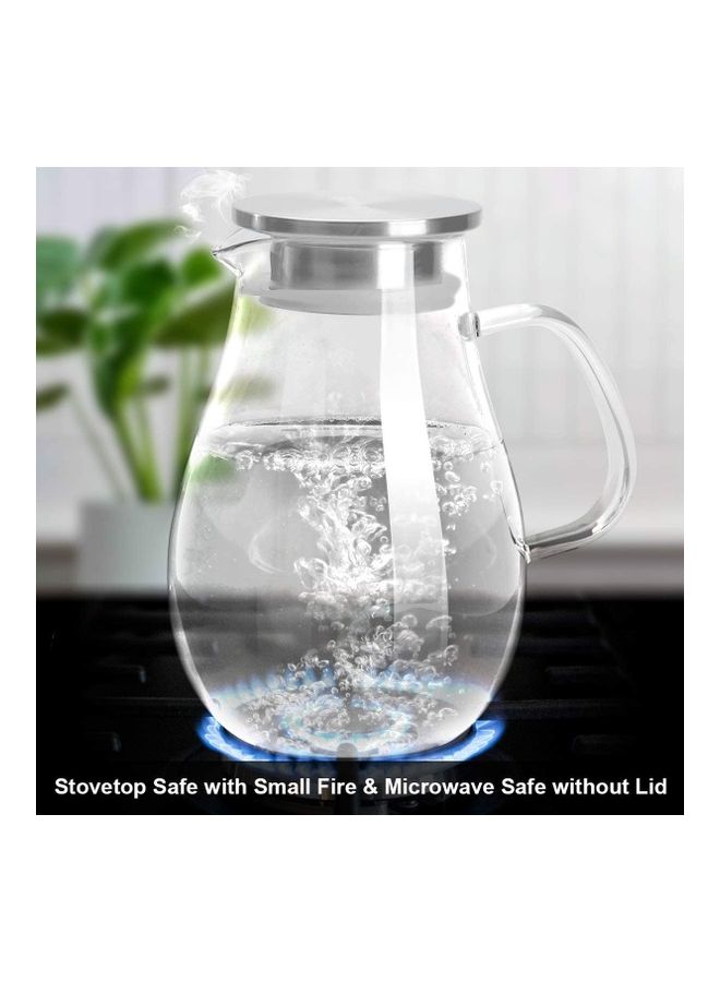 Glass Jug With Brush Clear/Silver