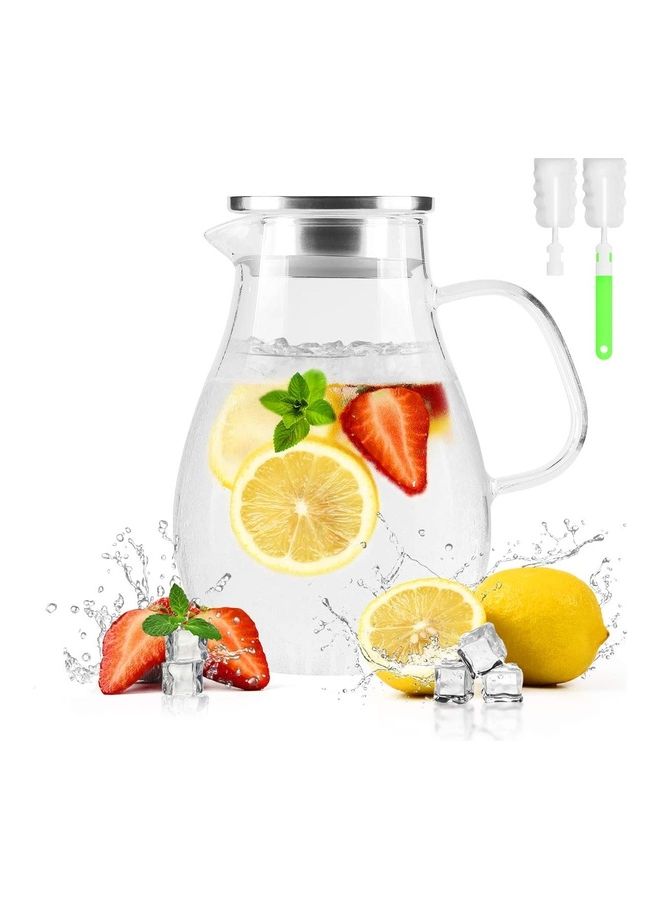 Glass Jug With Brush Clear/Silver