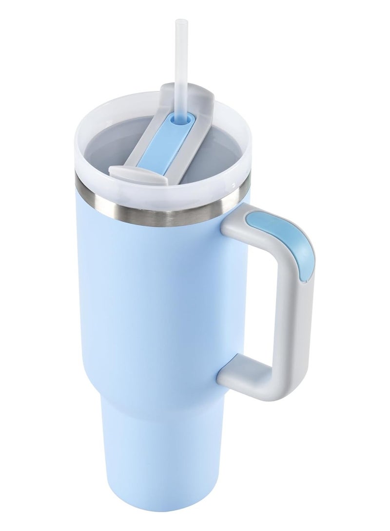 Vacuum Insulated Tumbler Mug with Straw 40oz Blue
