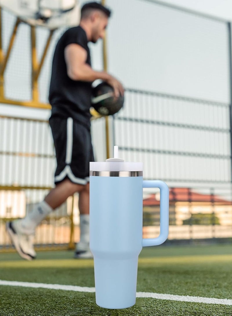 Vacuum Insulated Tumbler Mug with Straw 40oz Blue