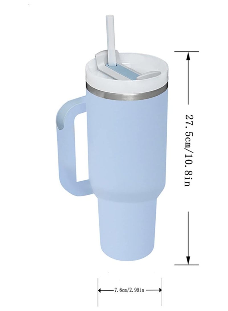 Vacuum Insulated Tumbler Mug with Straw 40oz Blue