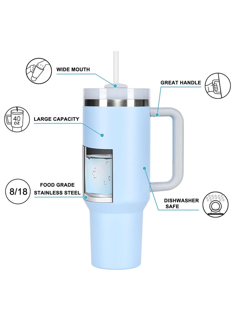 Vacuum Insulated Tumbler Mug with Straw 40oz Blue