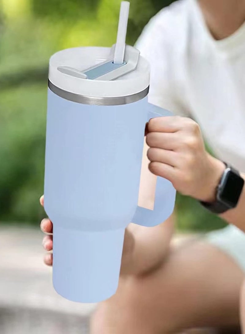 Vacuum Insulated Tumbler Mug with Straw 40oz Blue