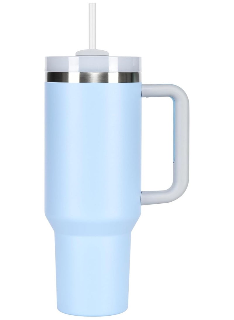Vacuum Insulated Tumbler Mug with Straw 40oz Blue