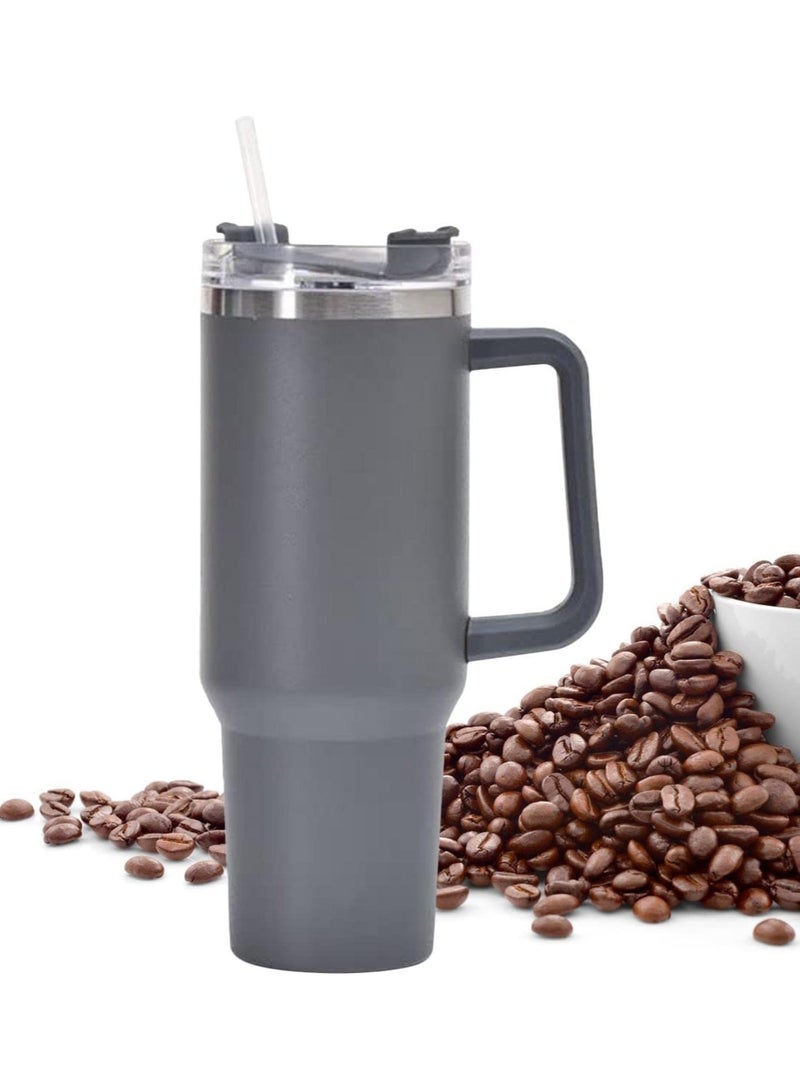 Vacuum Insulated Tumbler Mug with Straw 40oz Grey