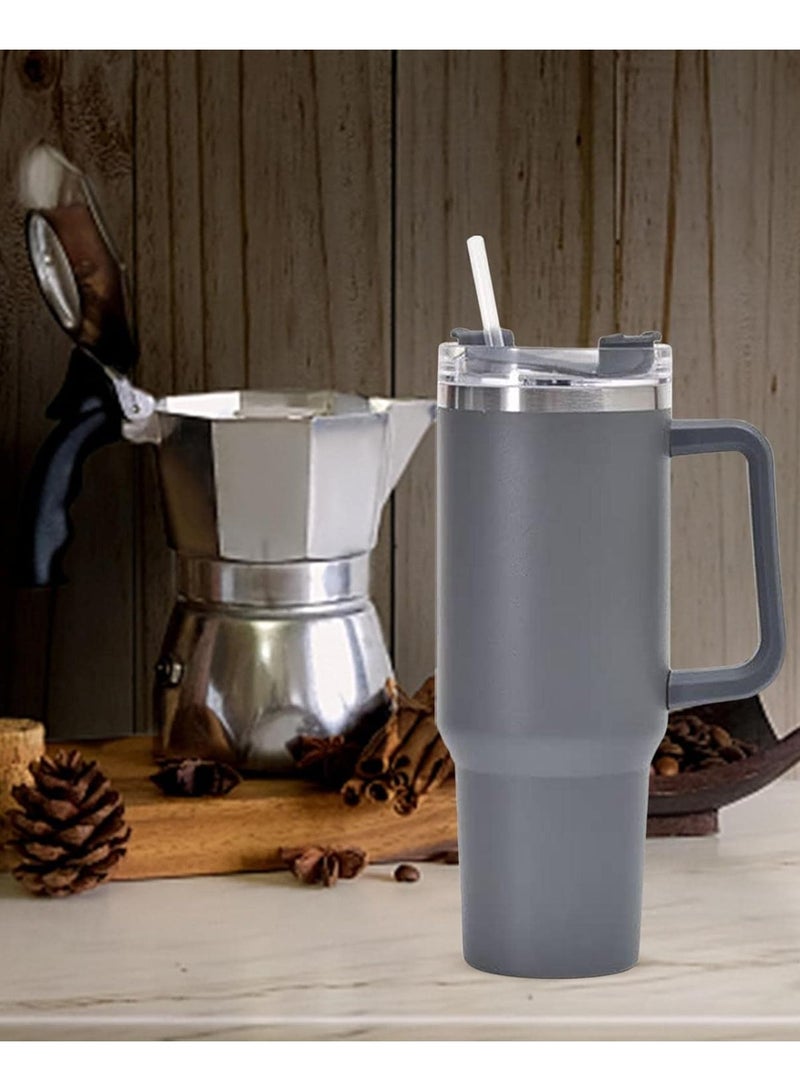 Vacuum Insulated Tumbler Mug with Straw 40oz Grey