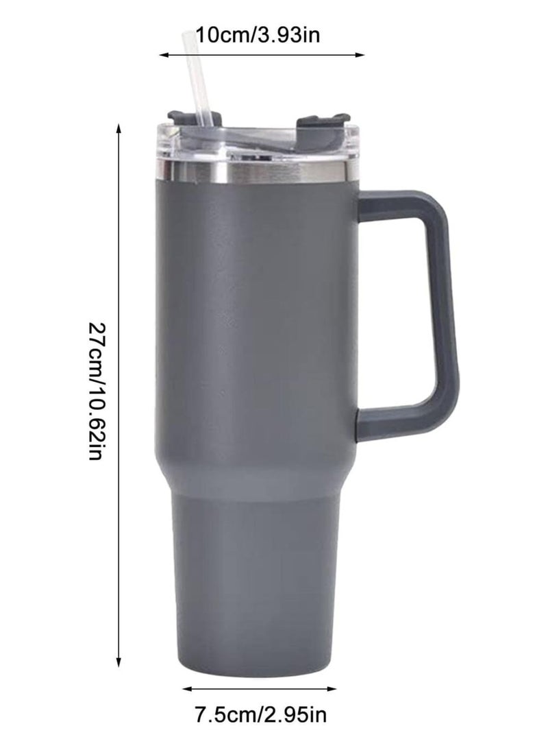 Vacuum Insulated Tumbler Mug with Straw 40oz Grey