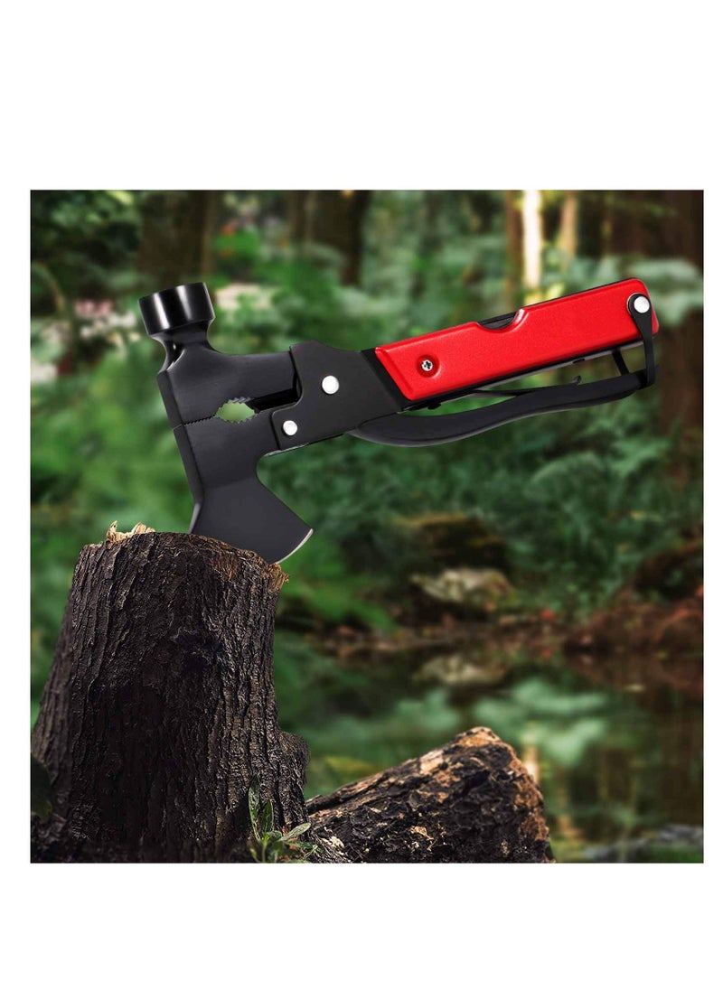 Multi Tool Hammer, 14-in-1 Portable Multi-Functional Hammer with Safety Lock, Axe, etc., Cool Gadgets for Outdoor, Camping, Made of Stainless Steel, Ideal Gifts for Father, Husband, Boyfriend