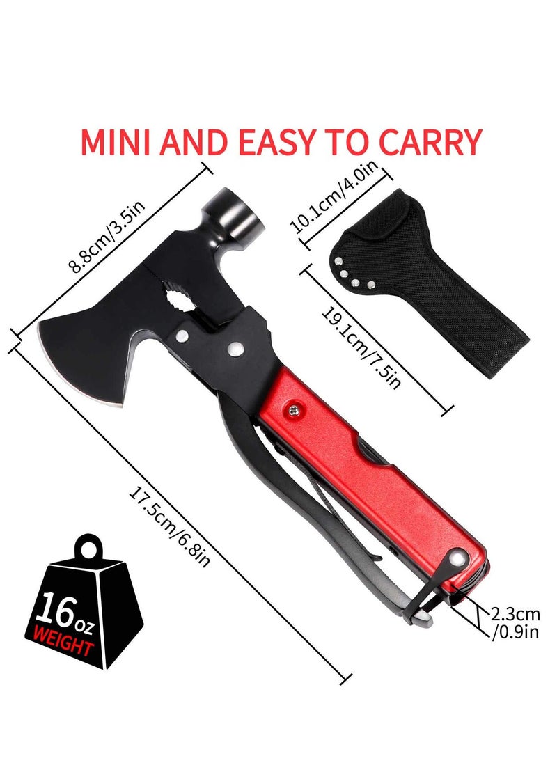 Multi Tool Hammer, 14-in-1 Portable Multi-Functional Hammer with Safety Lock, Axe, etc., Cool Gadgets for Outdoor, Camping, Made of Stainless Steel, Ideal Gifts for Father, Husband, Boyfriend