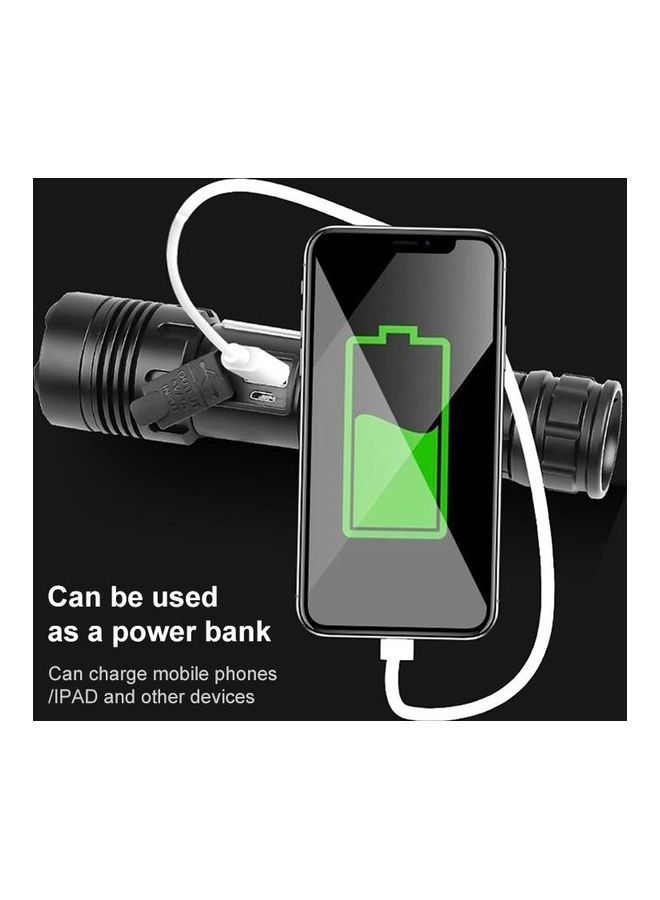 7-level Brightness Adjustment Short Style Micro USB Charging Waterproof P90 + COB LED Flashlight