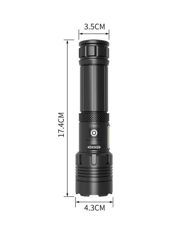 7-level Brightness Adjustment Short Style Micro USB Charging Waterproof P90 + COB LED Flashlight
