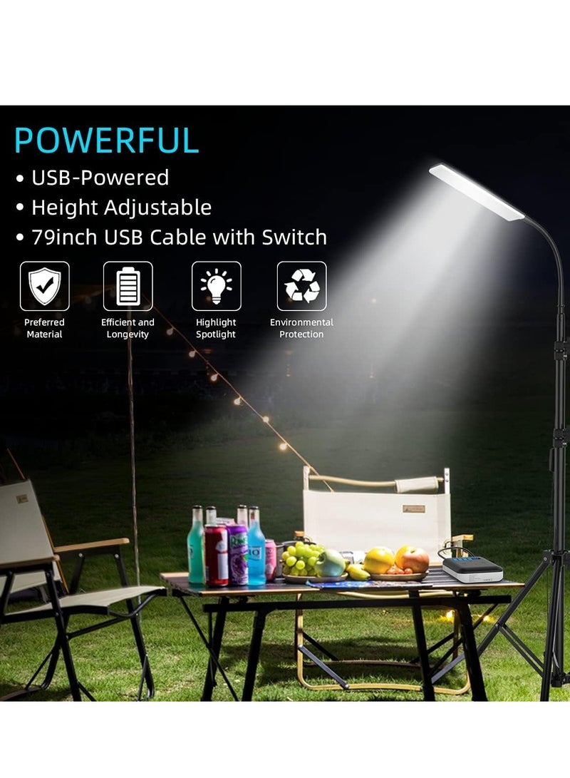 LED Camping Light, Portable Outdoor Light with Telescopic Tripod, Powered by USB Port, Multiple Usage Outdoor Lamp for Garden, Patio, Camp, Tent, Fishing and Emergency Car Repair