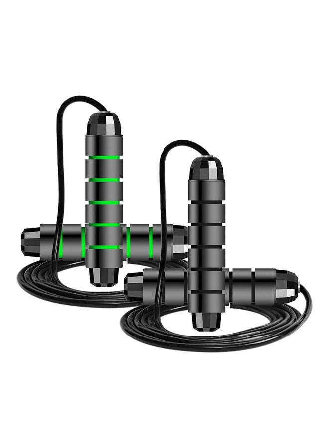 2-Piece Skipping Rope Adjustable Black/Green 17.00x8.00x12.00cm