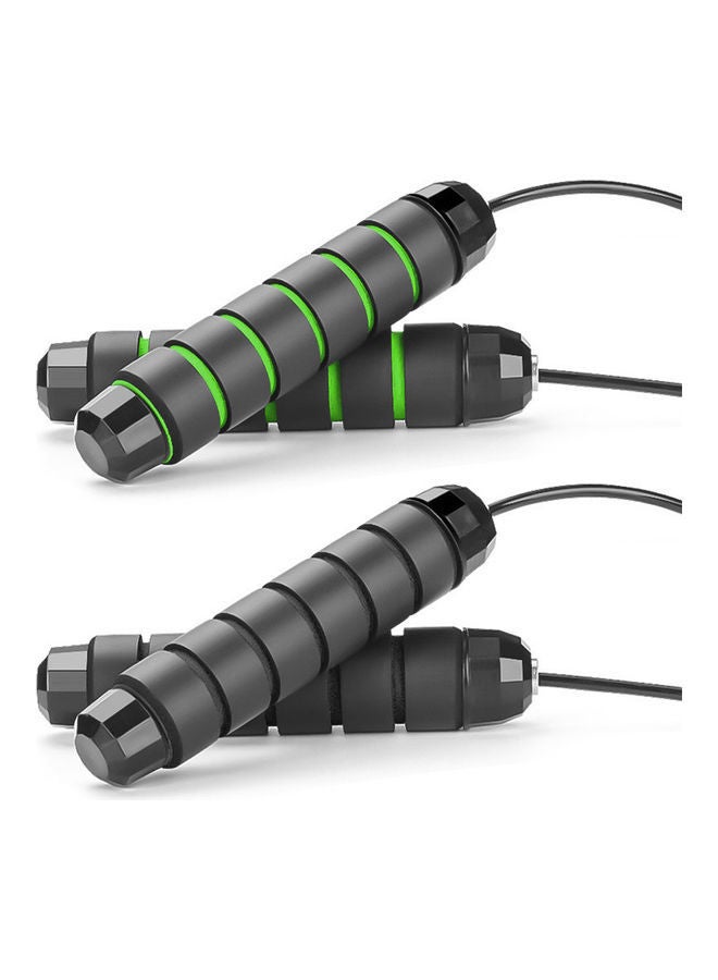 2-Piece Skipping Rope Adjustable Black/Green 17.00x8.00x12.00cm