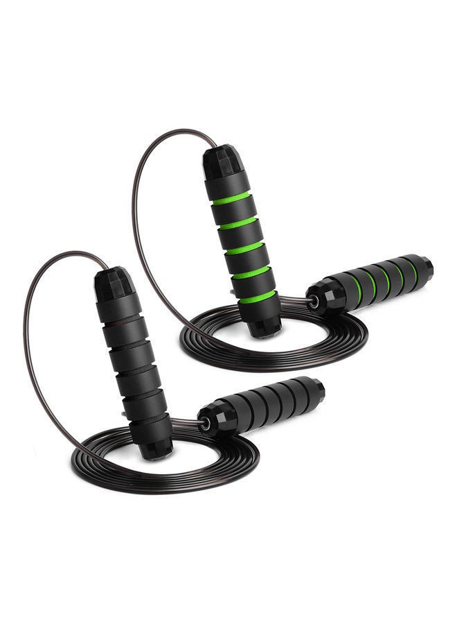 2-Piece Skipping Rope Adjustable Black/Green 17.00x8.00x12.00cm