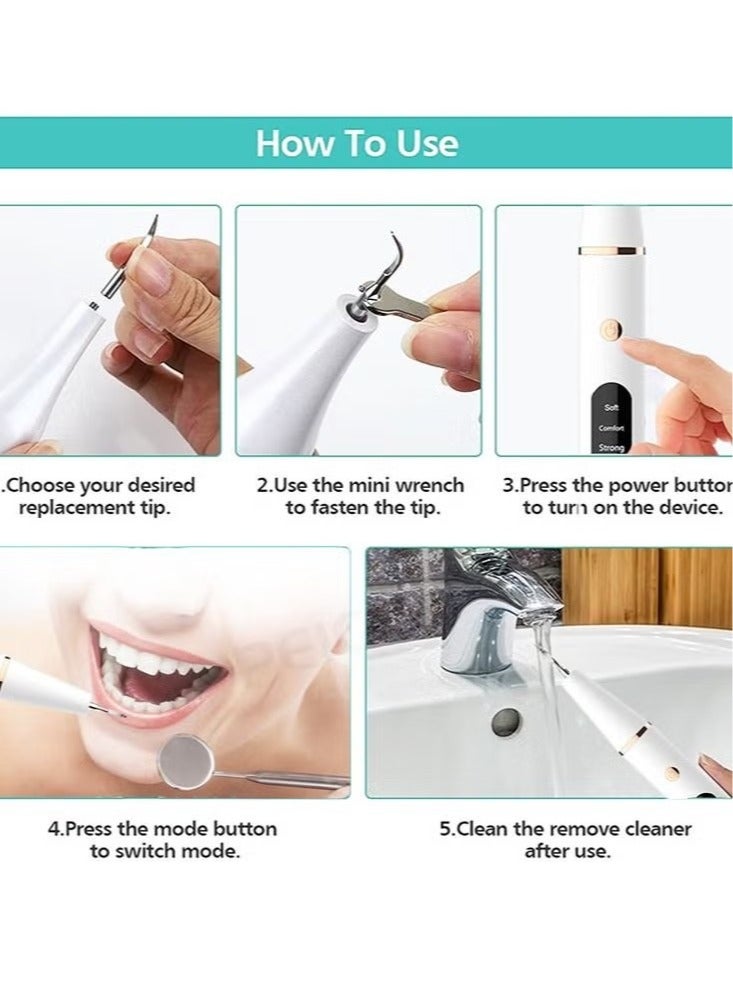 Household Tooth Cleaner, Electric Rechargeable Plaque Remover for Teeth,Teeth Cleaning Kit with LED Light, Teeth Whitening Kit, Teeth Cleaning Calculus Removal, Oral Hygiene Set, Dental Instruments
