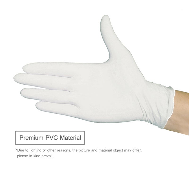 100-Piece Disposable PVC Powder Free Gloves For Home Restaurant Kitchen Catering Food Process Use White 22.00X6.80X12.00cm