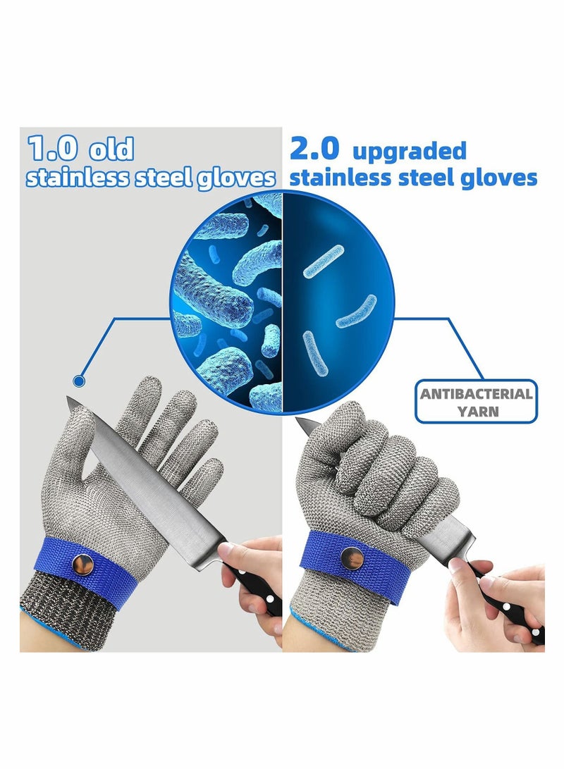 Cut Resistant Glove Level 9 Cutting Glove Stainless Steel Wire Mesh Metal Glove for Kitchen, Garden, Fishing, Durable Cut Glove for Men or Women (XL)