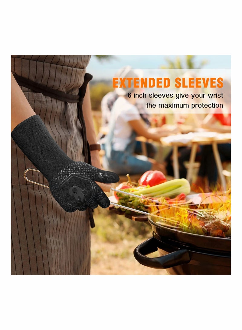 Long Silicone Oven Mitts Washable BBQ Grill Gloves Heat Resistant