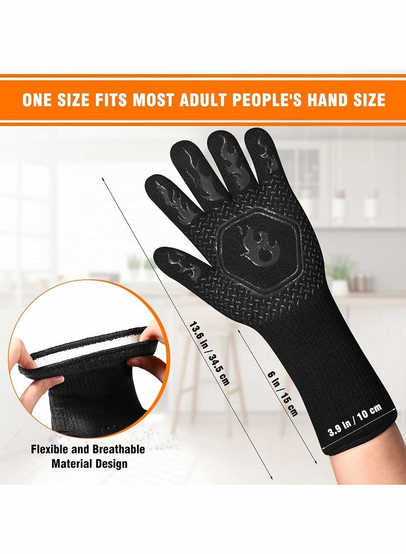 Long Silicone Oven Mitts Washable BBQ Grill Gloves Heat Resistant