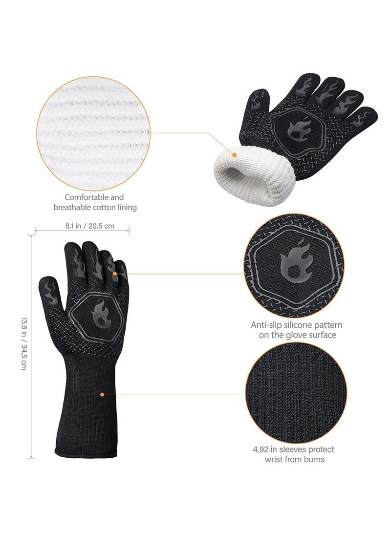 Long Silicone Oven Mitts Washable BBQ Grill Gloves Heat Resistant