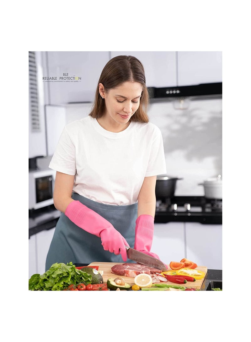 Cleaning Rubber Gloves, 2 Pairs Reusable Waterproof Dishwashing Non-slip, Kitchen Large, Laundry Clothes Gloves