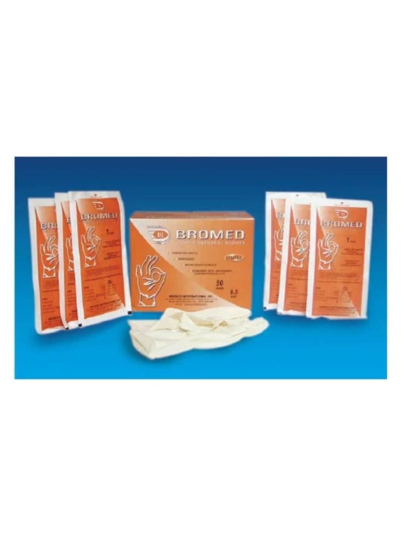 Sterile Surgical Glove Powder Free (Size 8) Individually Wrapped Pack of 50 Pairs