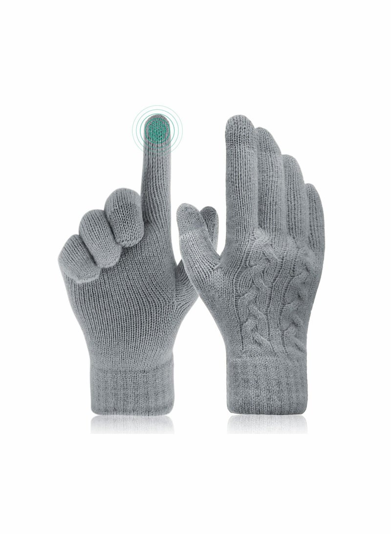 Women Touch Screen Gloves - Winter Warm Gloves Touchscreen Mittens Thermal Fleece Lined Knitted Gloves for Outdoor