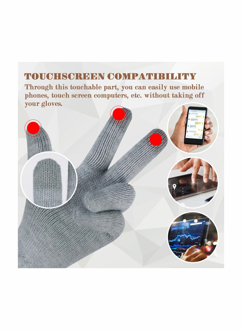 Women Touch Screen Gloves - Winter Warm Gloves Touchscreen Mittens Thermal Fleece Lined Knitted Gloves for Outdoor