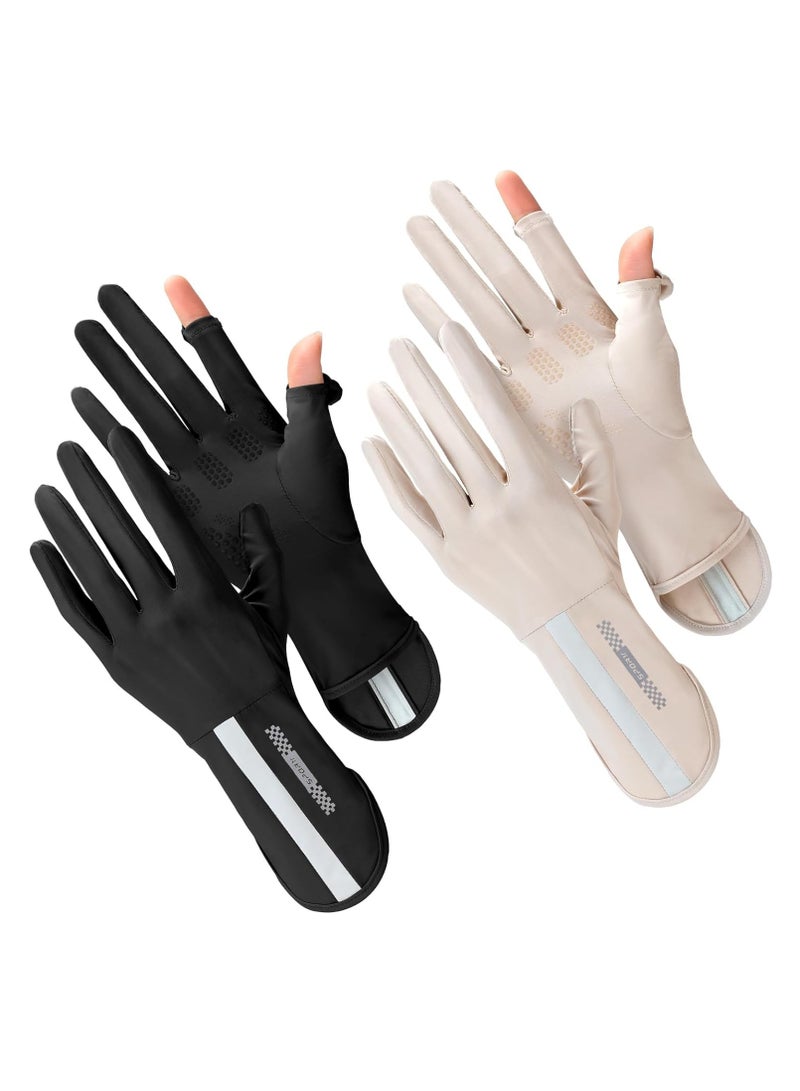 2 Pairs Women's UPF 50+ UV Long Sun Protection Gloves for Outdoor Sports and Cycling