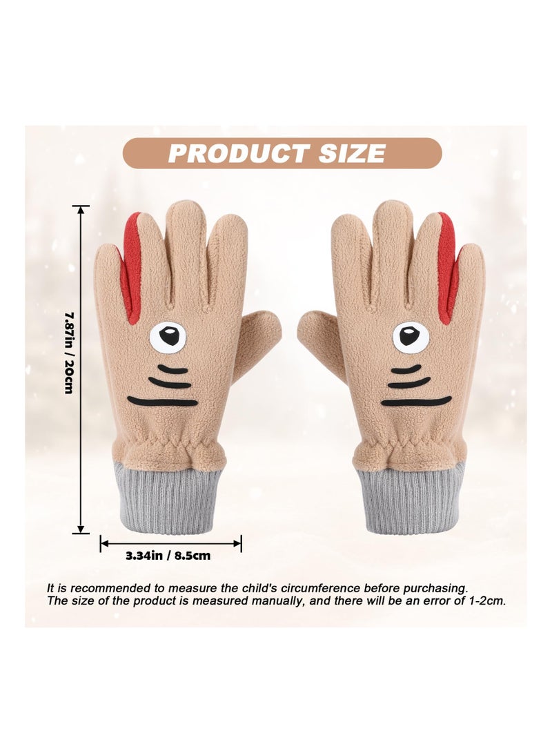 Kid’s Fleece Gloves, 2 Pairs, Full Finger Winter Thermal Gloves, Soft Boy’s and Girl’s Gloves, Shark Pattern, Fits Age 7-10 Years, 20cmx8.5cm