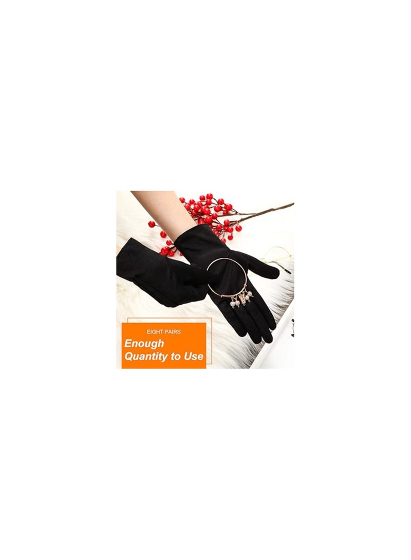 8 Pairs of Nylon Cotton Gloves for Police Parades, Tuxedo Events, and Ceremonies - Ideal for Security Guards, Honor Guards, Waiters, Beauticians, and Pilots. Perfect for Men and Women.