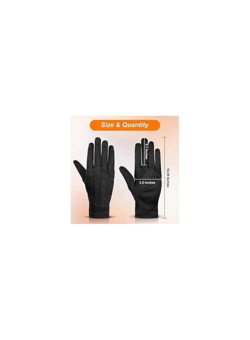 8 Pairs of Nylon Cotton Gloves for Police Parades, Tuxedo Events, and Ceremonies - Ideal for Security Guards, Honor Guards, Waiters, Beauticians, and Pilots. Perfect for Men and Women.