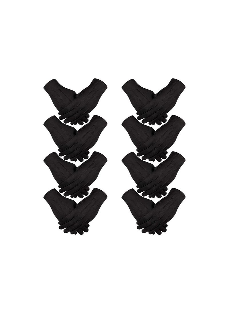 8 Pairs of Nylon Cotton Gloves for Police Parades, Tuxedo Events, and Ceremonies - Ideal for Security Guards, Honor Guards, Waiters, Beauticians, and Pilots. Perfect for Men and Women.