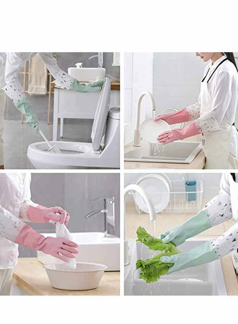 Reusable Waterproof Rubber Cleaning Gloves for Kitchen, Dishwashing, Gardening, Pet Care, and More - Long Sleeve Design, Large Size (3 Pairs)