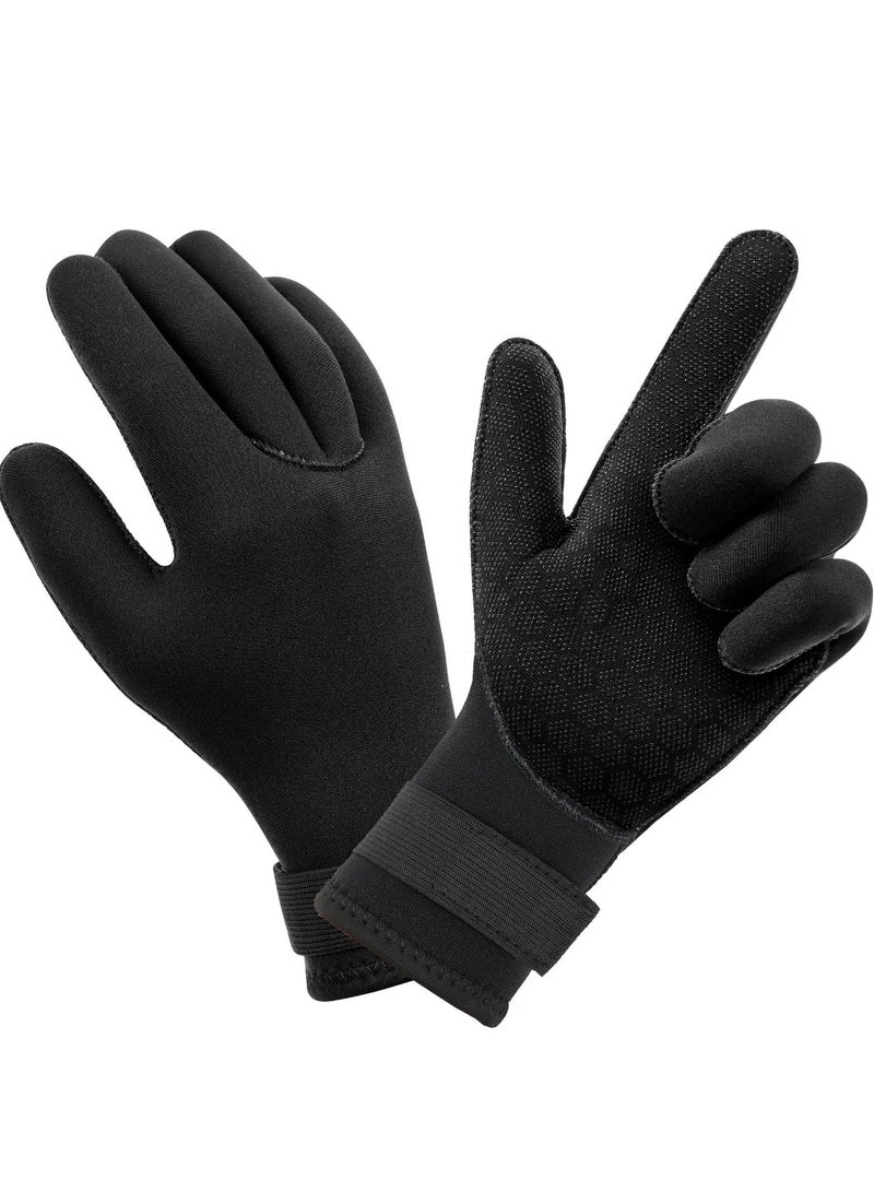 Wetsuit Gloves, 3mm Neoprene Swimming Gloves, Thermal Anti-slip Diving Gloves, Scuba Gloves with Adjustable Wrist Strap for Scuba Diving Snorkeling Surfing Paddling (Hand Width: 8-8.5cm)