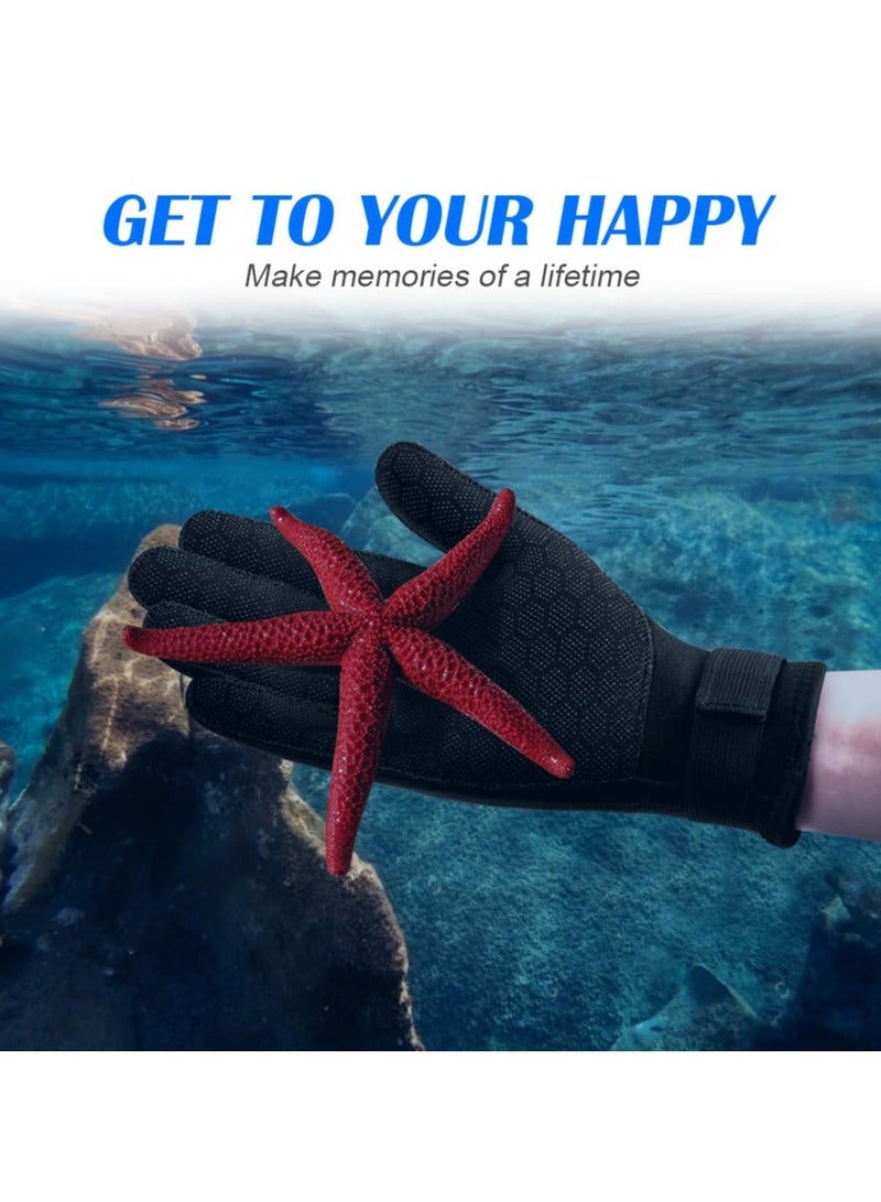 Wetsuit Gloves, 3mm Neoprene Swimming Gloves, Thermal Anti-slip Diving Gloves, Scuba Gloves with Adjustable Wrist Strap for Scuba Diving Snorkeling Surfing Paddling (Hand Width: 8-8.5cm)