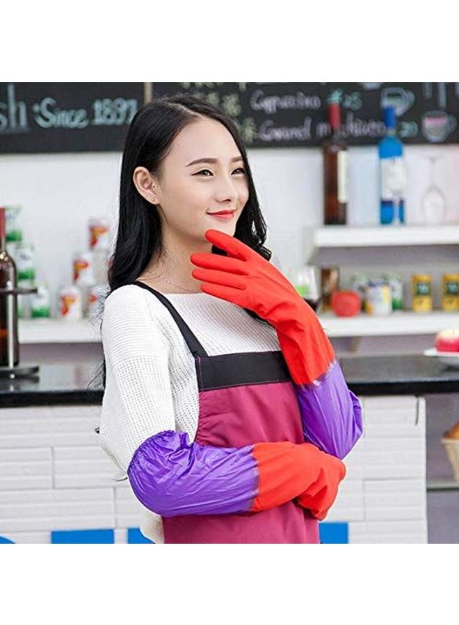 Waterproof Cleaning Gloves Red/Purple 50cm