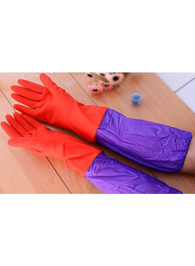 Waterproof Cleaning Gloves Red/Purple 50cm