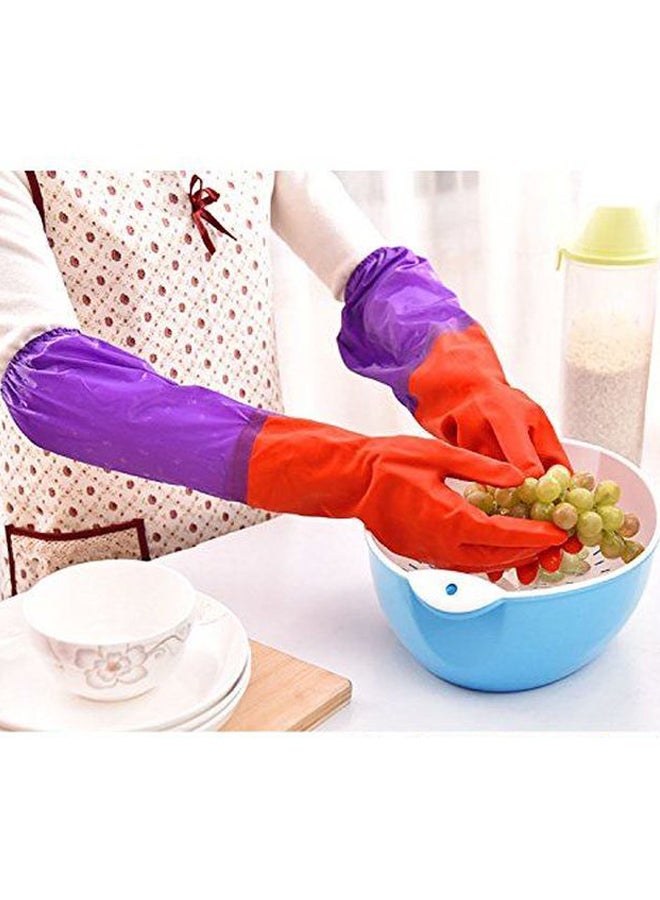 Waterproof Cleaning Gloves Red/Purple 50cm