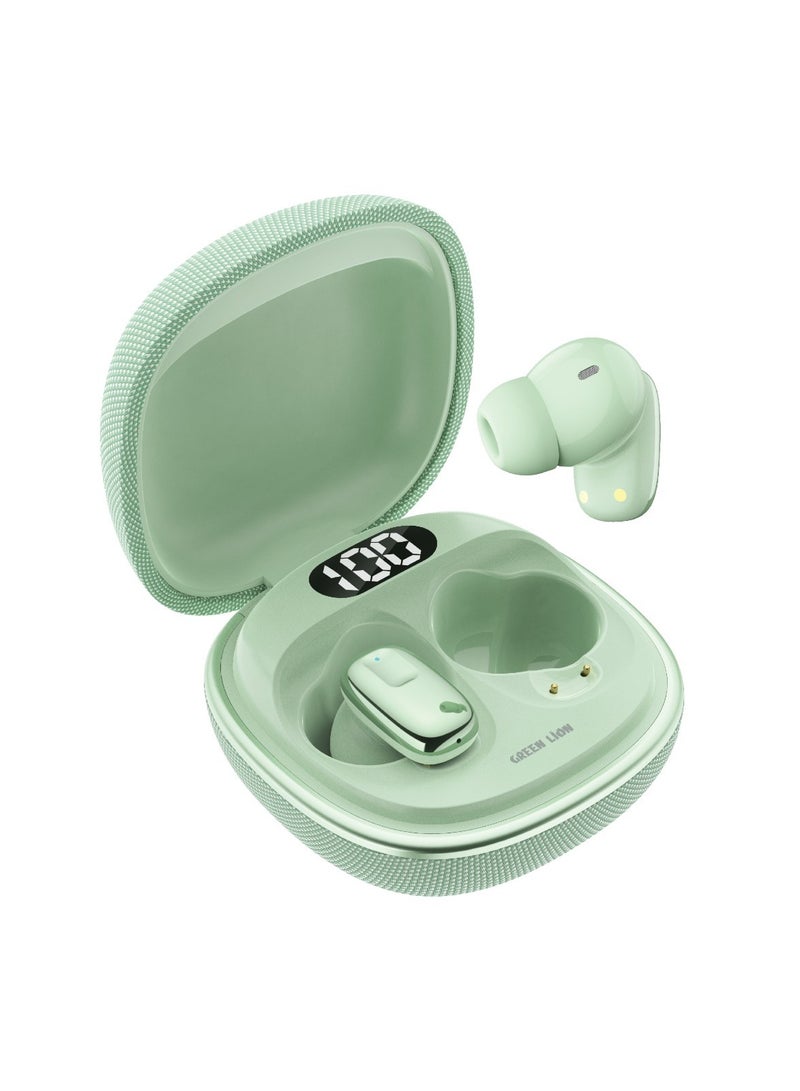 SIENA True Wireless Earbuds with ENC and LED Digital Display/ Bluetooth V5.4 / 10m Transmission Range / LED Digital Display / Multi-Function Touch / 6Hrs Single Listen - Green