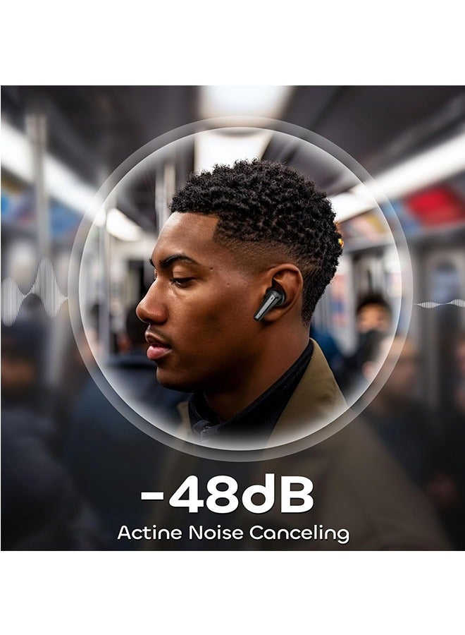 Garlo True Wireless Earbuds, Bluetooth 5.4 Earphones, Headphones Wireless with Active Noise Cancellation, Smart Case, 48Hs Playtime In Ear buds, 6-Mic Deep Bass Earbuds, Customization via App