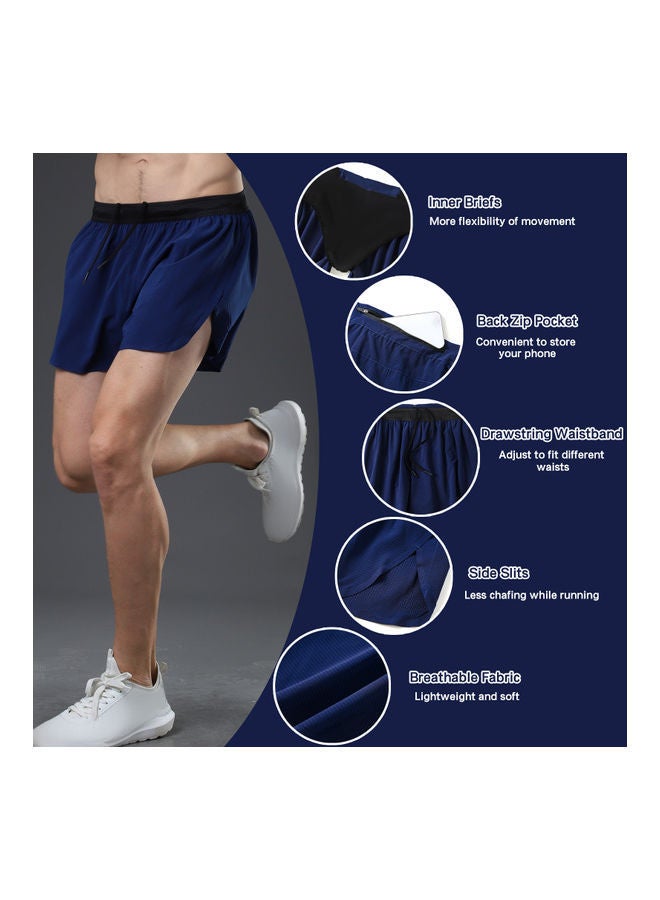 Men’s 2 in 1 Athletic Zipper Pocket Quick Dry Shorts XL